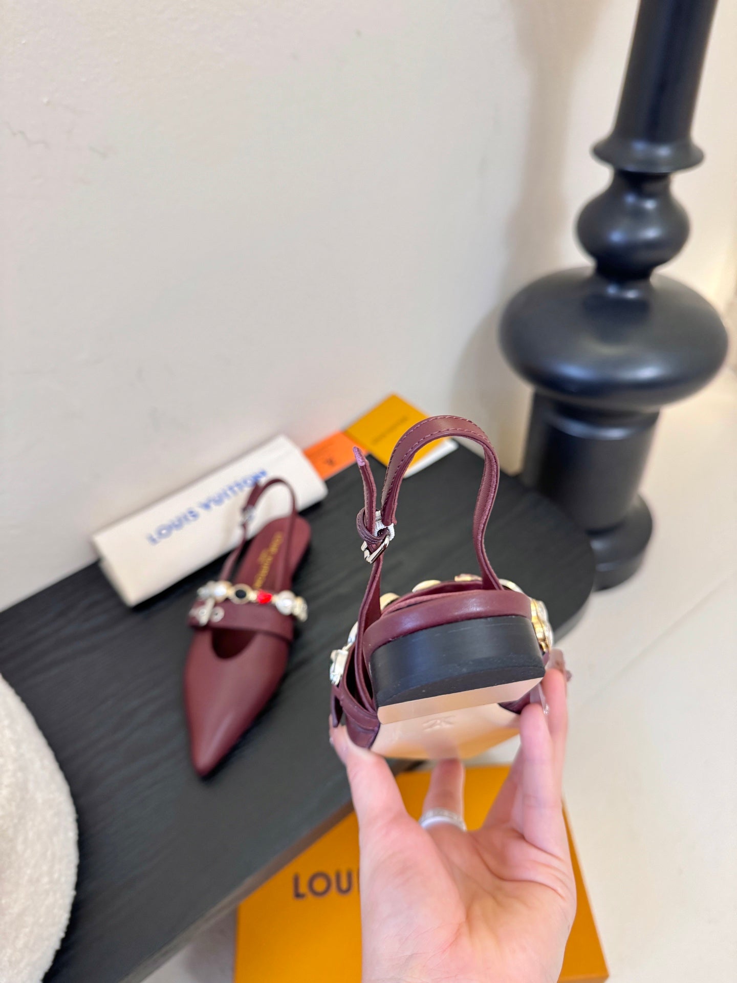 LV Vibe Slingback Flat Dark Burgundy Cowhide 580334