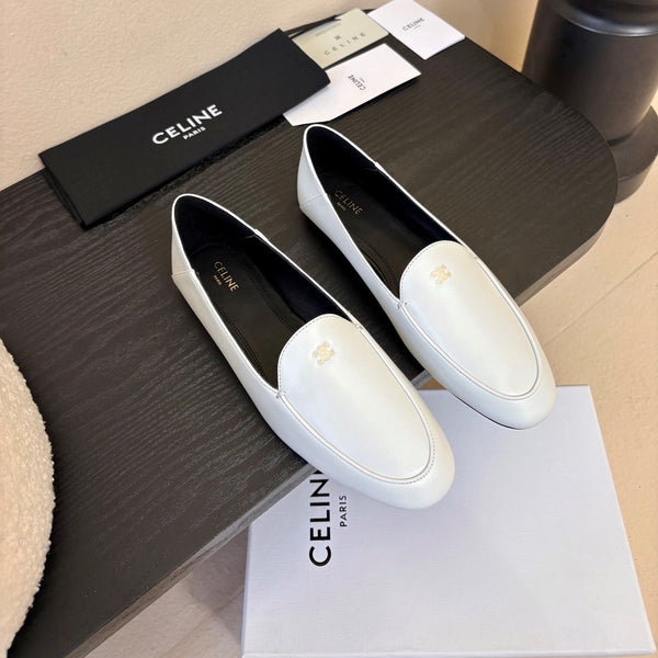 Celine Aura Loafer White Goatskin 606415