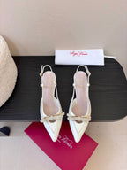 Virgule Slingback Pumps 7.5cm White Cowhide 606402
