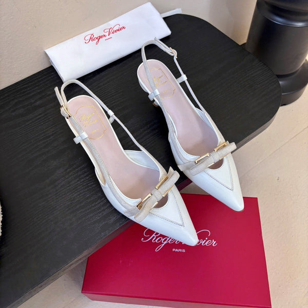 Virgule Slingback Pumps 7.5cm White Cowhide 606402