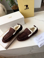 The Row 2025 Loafer Dark Brown Suede Wool 576846