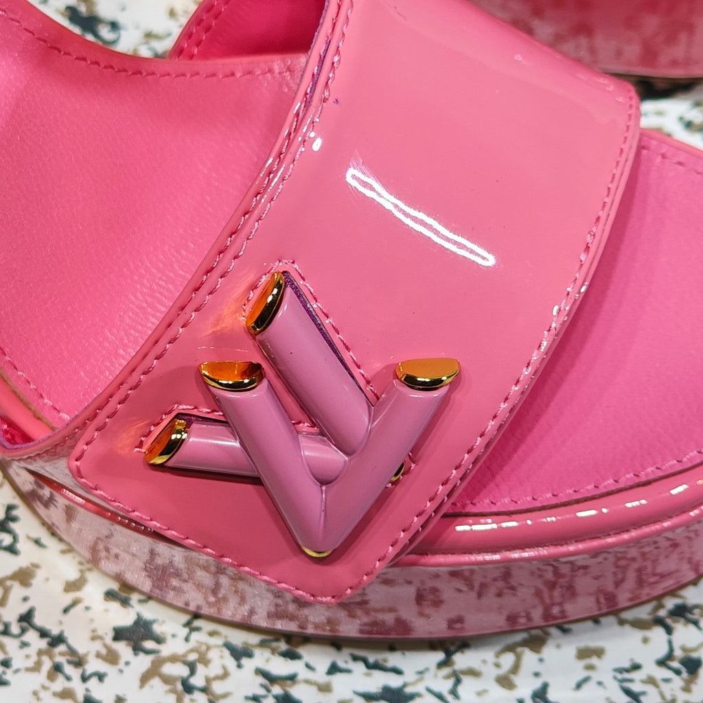 LV Shake Platform Sandal 110mm Pink Patent Leather 456136