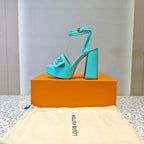 LV Shake Platform Sandal 110mm Turquoise Patent Leather 456138
