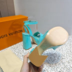LV Shake Platform Sandal 110mm Turquoise Patent Leather 456138