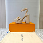 LV Shake Platform Sandal 110mm Taupe Patent Leather 456139