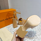 LV Shake Platform Sandal 110mm Brown Patent Leather 456140