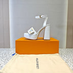 LV Shake Platform Sandal 110mm White Patent calf leather 456143