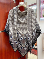 FOULARD 140 CM IN LIGHT GREY FF SILK CASHMERE