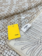FF PONCHO 140 CM SCRAF IN BEIGE MONOGRAM SILK CASHMERE