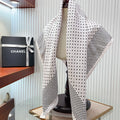 CC Square Scarf 90 CM In White Black Polka Dot Silk Twill  166292