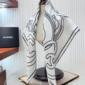 CC Square Scarf 90 CM In White Mix Black Silk Twill  187437