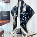 CC Square Scarf 90 CM In Black Camellia Silk Twill  193837