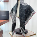 CC Square Scarf 90 CM In Black Mix White Silk Twill 218098