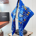 CC Square Scarf 90 CM In Blue Colorful Silk Twill 234598