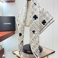 CC Square Scarf 90 CM In White Mix Black Cashmere Silk 316269