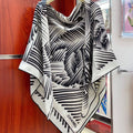 CC Square Scarf 140 CM In White Black Cashmere Mix Silk 382616