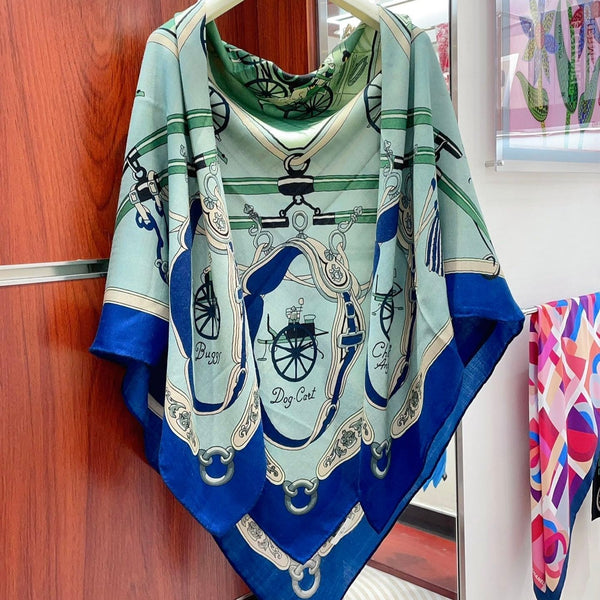 Palonniers Scarf 140 CM Jade Green Colorful Cashmere And Silk 401163