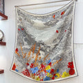 Square Scarf 140CM In Grey White Colorful Cashmere And Silk