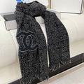 CC Scarf 190 CM In Black Mix White Cashmere 421407