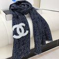 CC Scarf 190 CM In Charcoal Blue Mix White Cashmere  421408