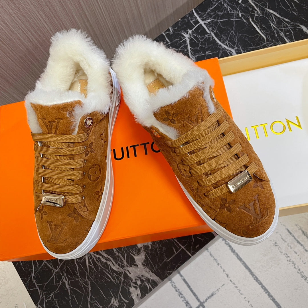 LV Time Out Sneaker 40mm Brown Yellow Monogram Suede