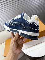 LV 1AJ512 Trainer with Swarovski™ Pearls Indigo Blue Denim 511761