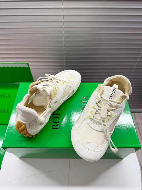 BV Orbit Flash Sneaker Off White Suede & Nylon Lace-Up 609404