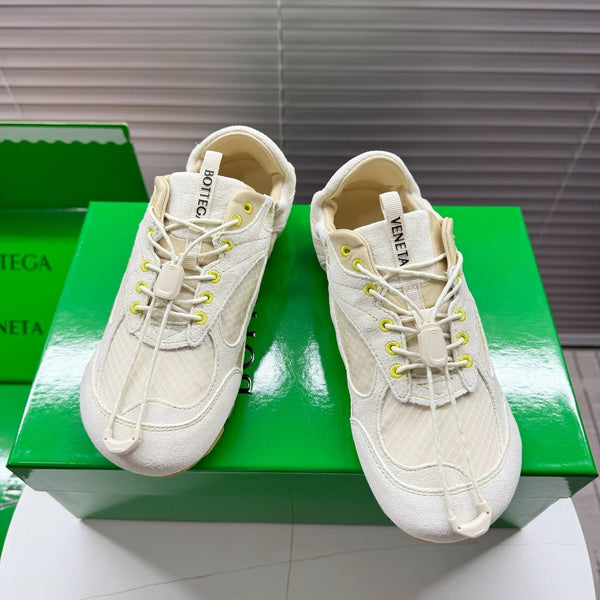 BV Orbit Flash Sneaker Off White Suede & Nylon Lace-Up 609404