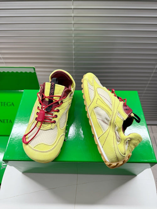 BV Orbit Flash Sneaker Lemon Suede & Nylon Lace-Up 609405