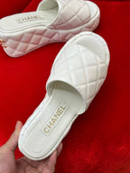 CC WEDGE HEELS WHITE LAMBSKIN