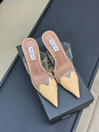 alaia mule 90 optic beige heart lambskin