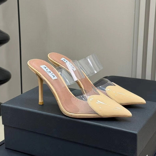 alaia mule 90 optic beige heart lambskin
