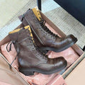 Miu Ankle Boots Umber Brown Calfskin
