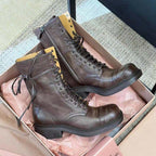 Miu Ankle Boots Umber Brown Calfskin