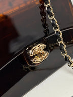 Chanel 2026 Mini Evening Bag 12cm Black Tortoiseshell-patterned Plexi Gold Metal
