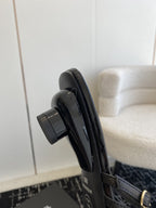 mule sandal black tweed lambskin