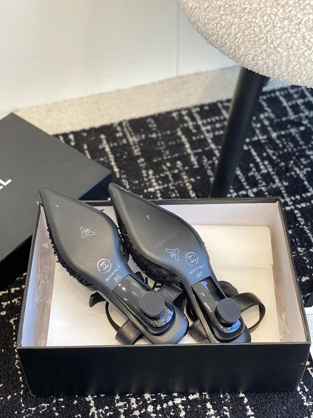 slingbacks 45 black tweed lambskin