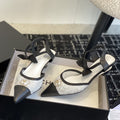 slingbacks 45 white tweed black lambskin