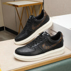 LV AIR FORCE 1 GLOSSY BLACK CALFSKIN WITH BROWN MONOGRAM LOGO