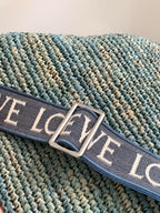 LOE 30 SLIT BAG IN DENIM BLUE RAFFIA AND CALFSKIN