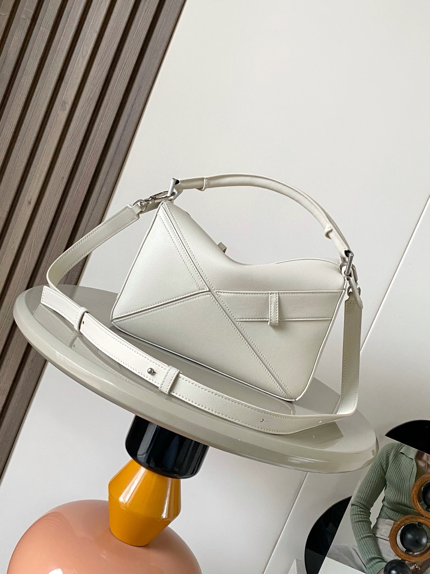 Loewe Panta Small Puzzle Bag 24cm White Glossy Calfskin