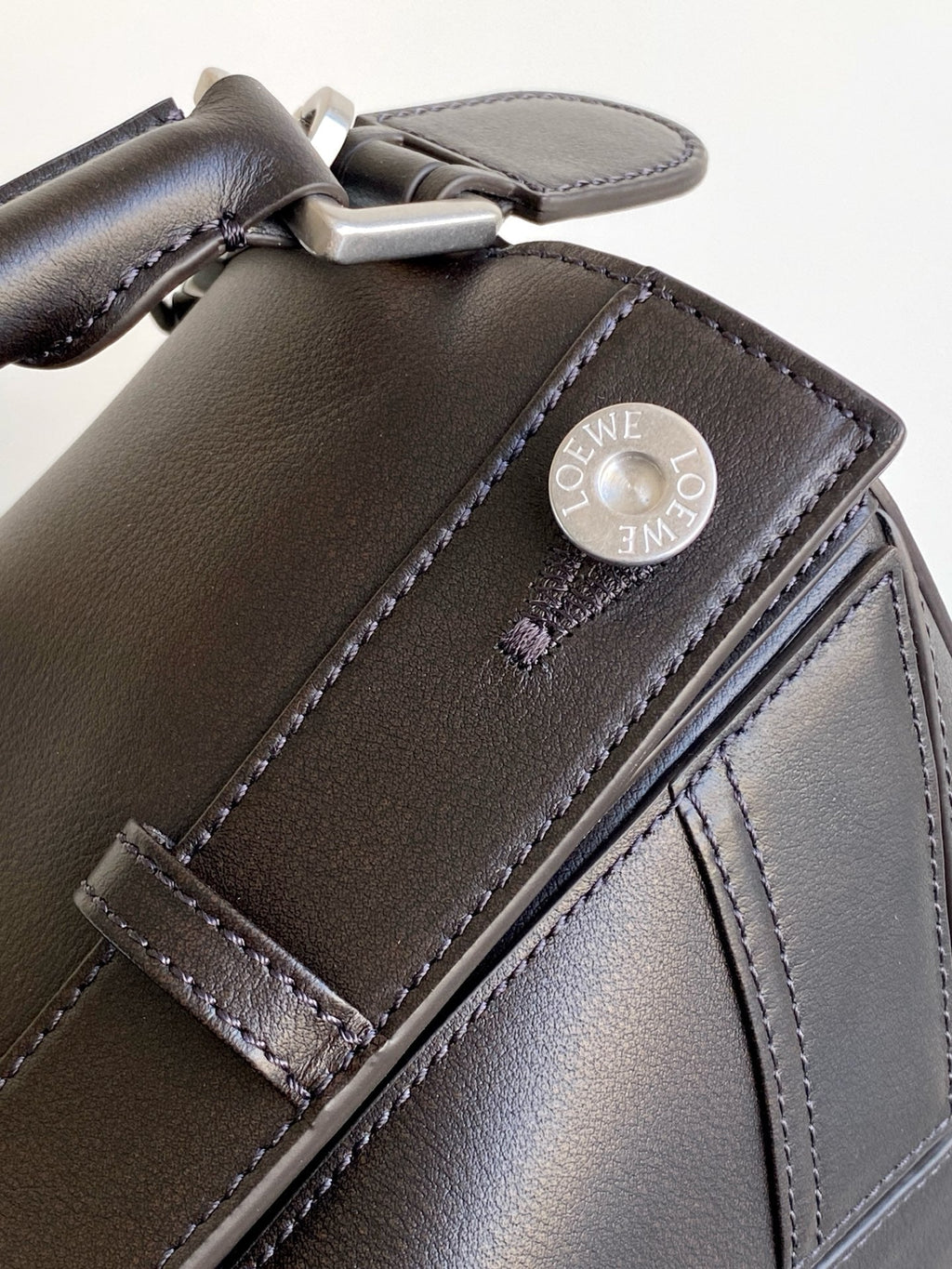Loewe Panta Small Puzzle Bag 24cm Chocolate Glossy Calfskin