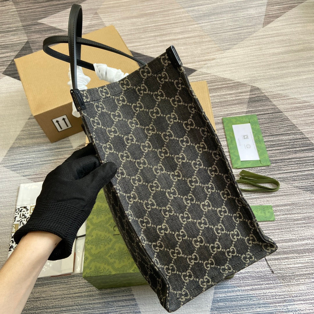 OPHIDIA GG 41 LARGE TOTE BAG IN BLACK DENIM