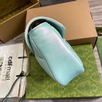 GG MARMONT 26 MEDIUM SHOULDER BAG BLUE IRIDESCENT CALFSKIN