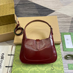 JACKIE SMALL SHOULDER BAG 27 IN WINE RED CRACKED LACQUER CALFSKIN GOLD HARDWARE
