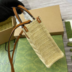 MINI 18 LOGO RAFFIA TOTE BAG