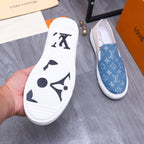 LV LOAFERS IN LIGHT BLUE DENIM AND WHITE CALFSKIN