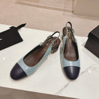 CC 24P SLINGBACKS 45MM TURQUOISE BLACK LAMBSKIN