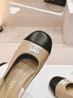 CC 2024 SLINGBACKS 40MM BEIGE BLACK LAMBSKIN