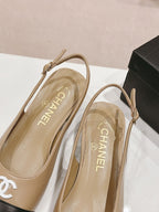 CC 2024 SLINGBACKS 40MM BEIGE BLACK LAMBSKIN